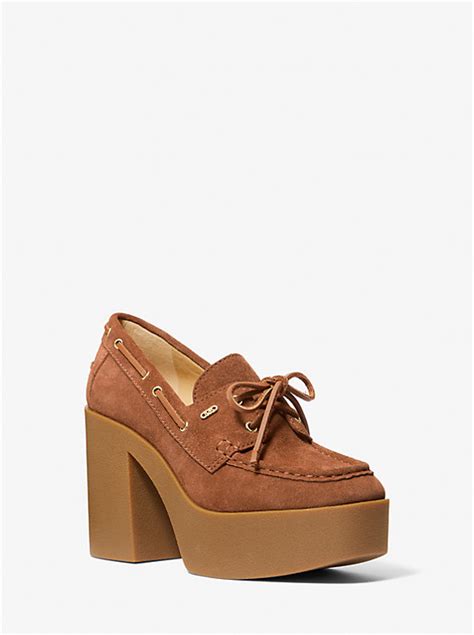 michael kors suede loafer with wood heel|Cameron Suede Platform Loafer .